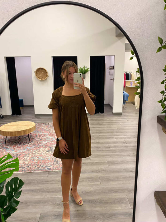 Polka Dot Pleated Mini Dress