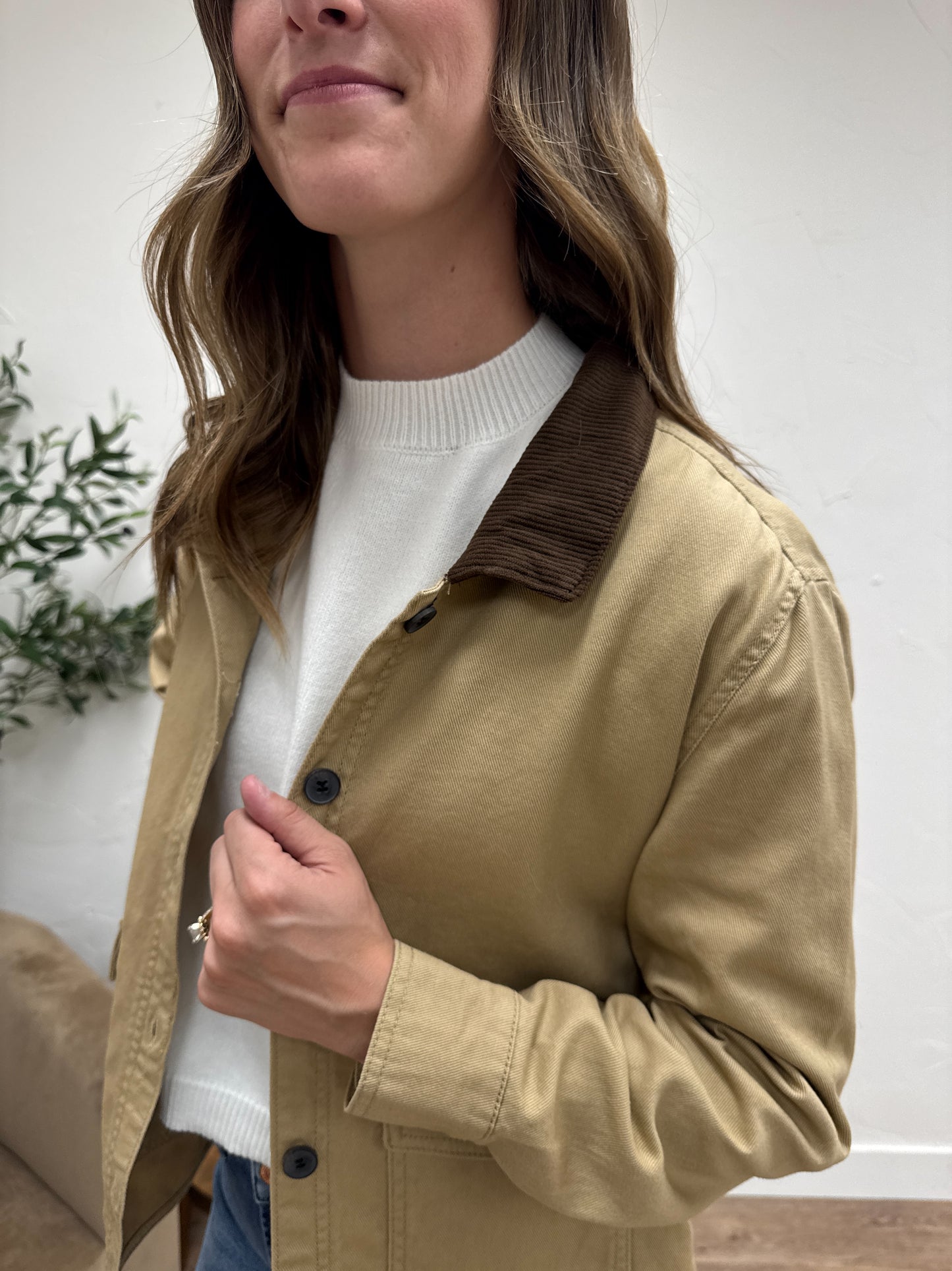 Work Jacket with Corduroy Collar