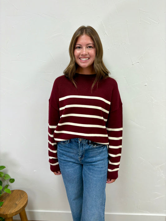 Striped Drop Shoulder Lightweight Sweater
