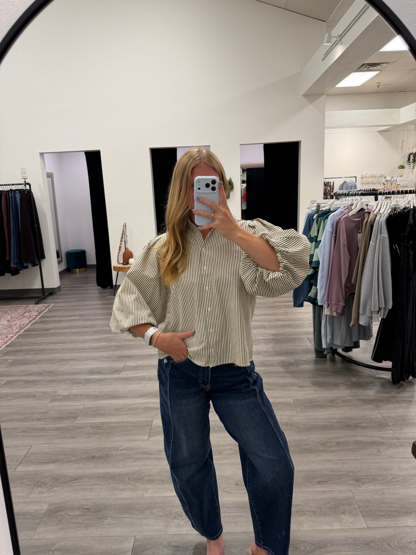 Pleated Button Down Shirt
