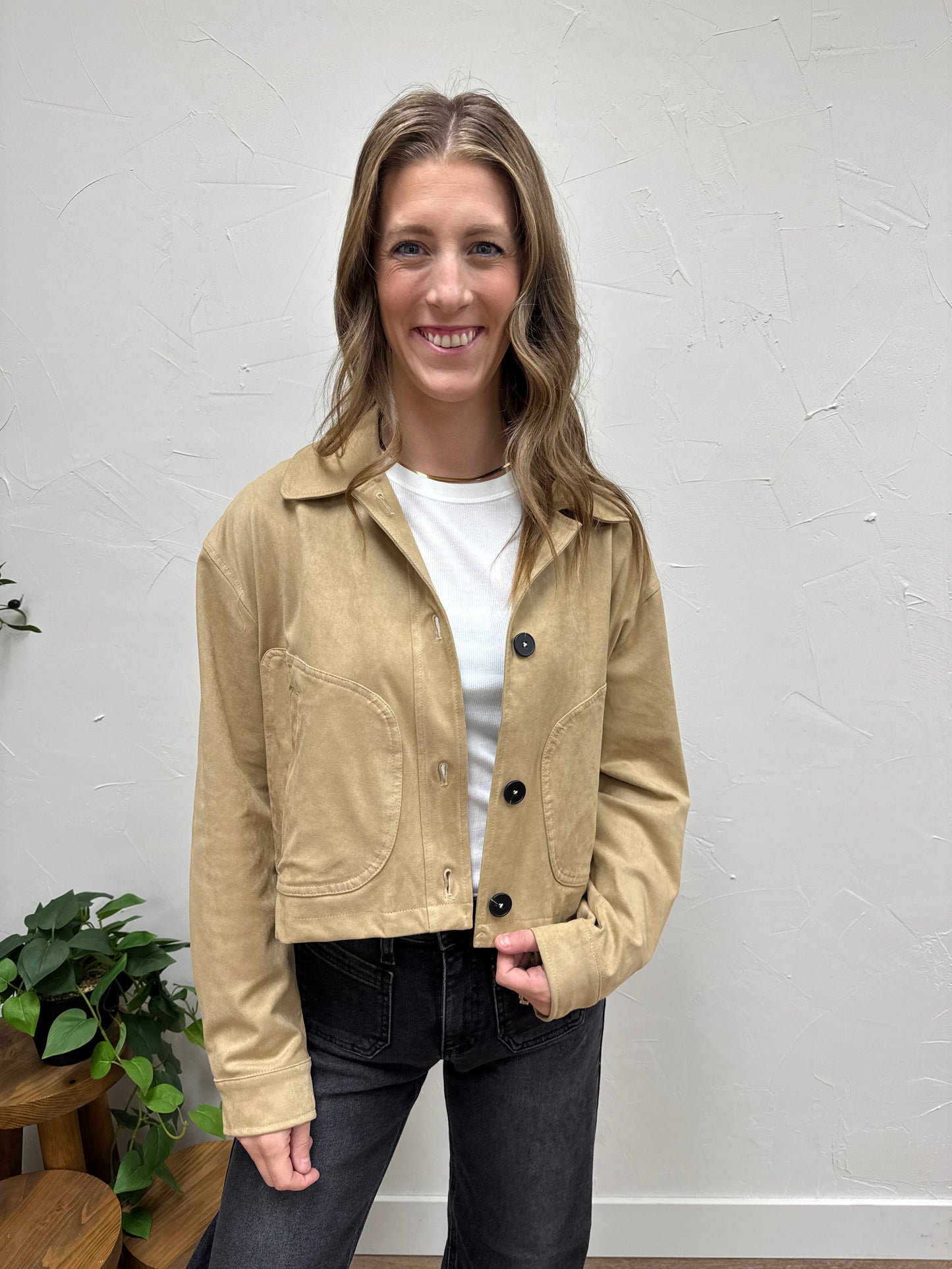Suede Jacket with Pocket