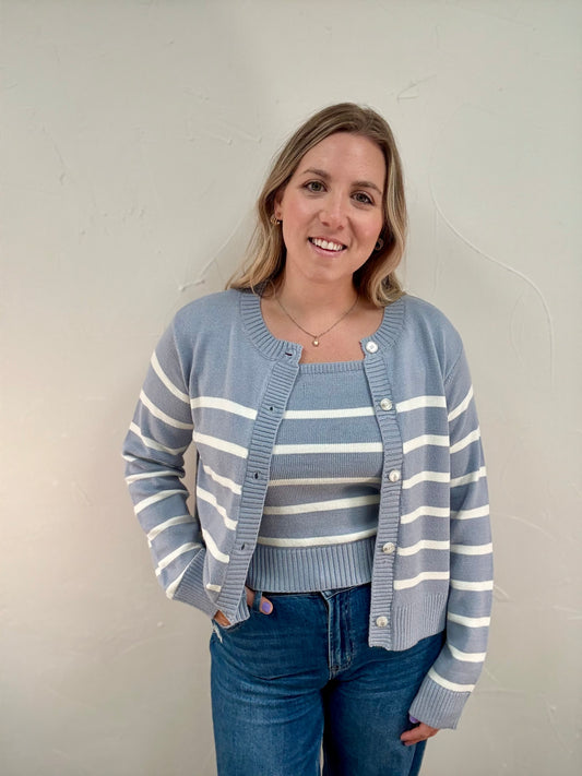 Striped Cami + Cardigan Set