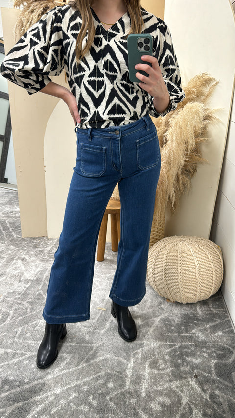 Patch Pocket Wide Jeans