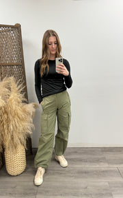 Cargo Pants With Elastic Waist Band