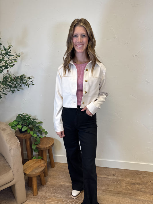 Button Down Cropped Jacket