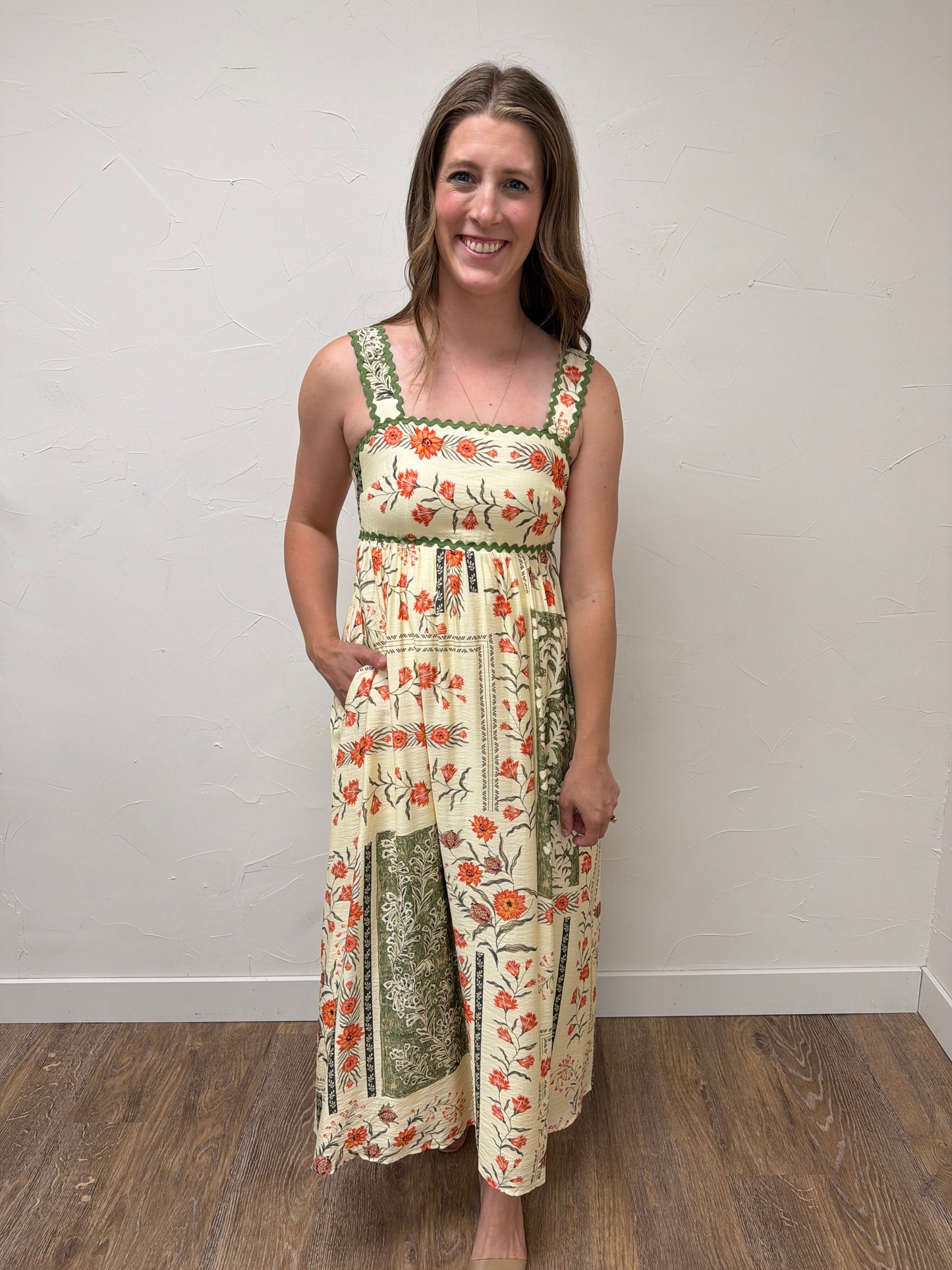 Printed open back dress