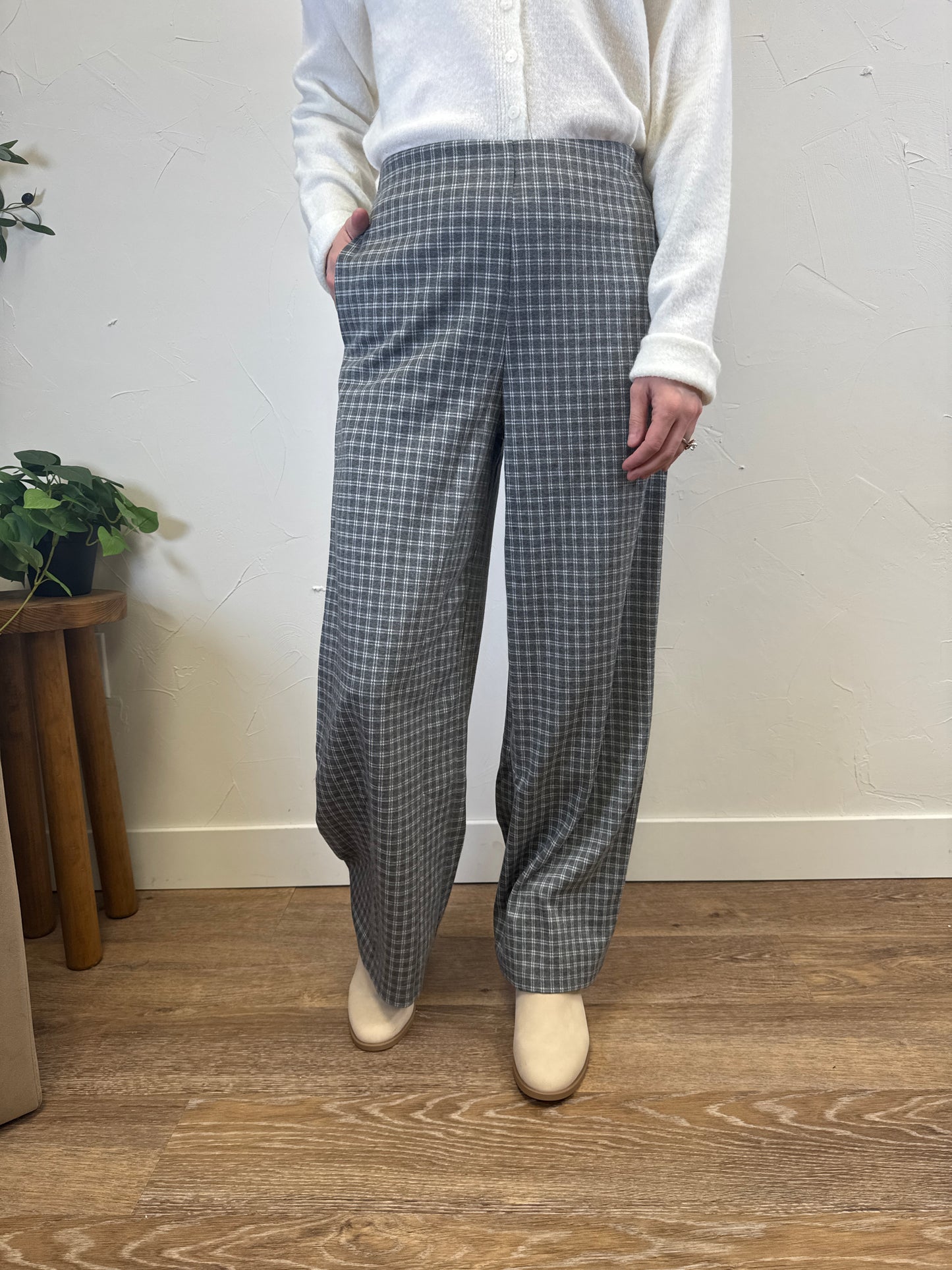 Plaid Wide Leg Pant