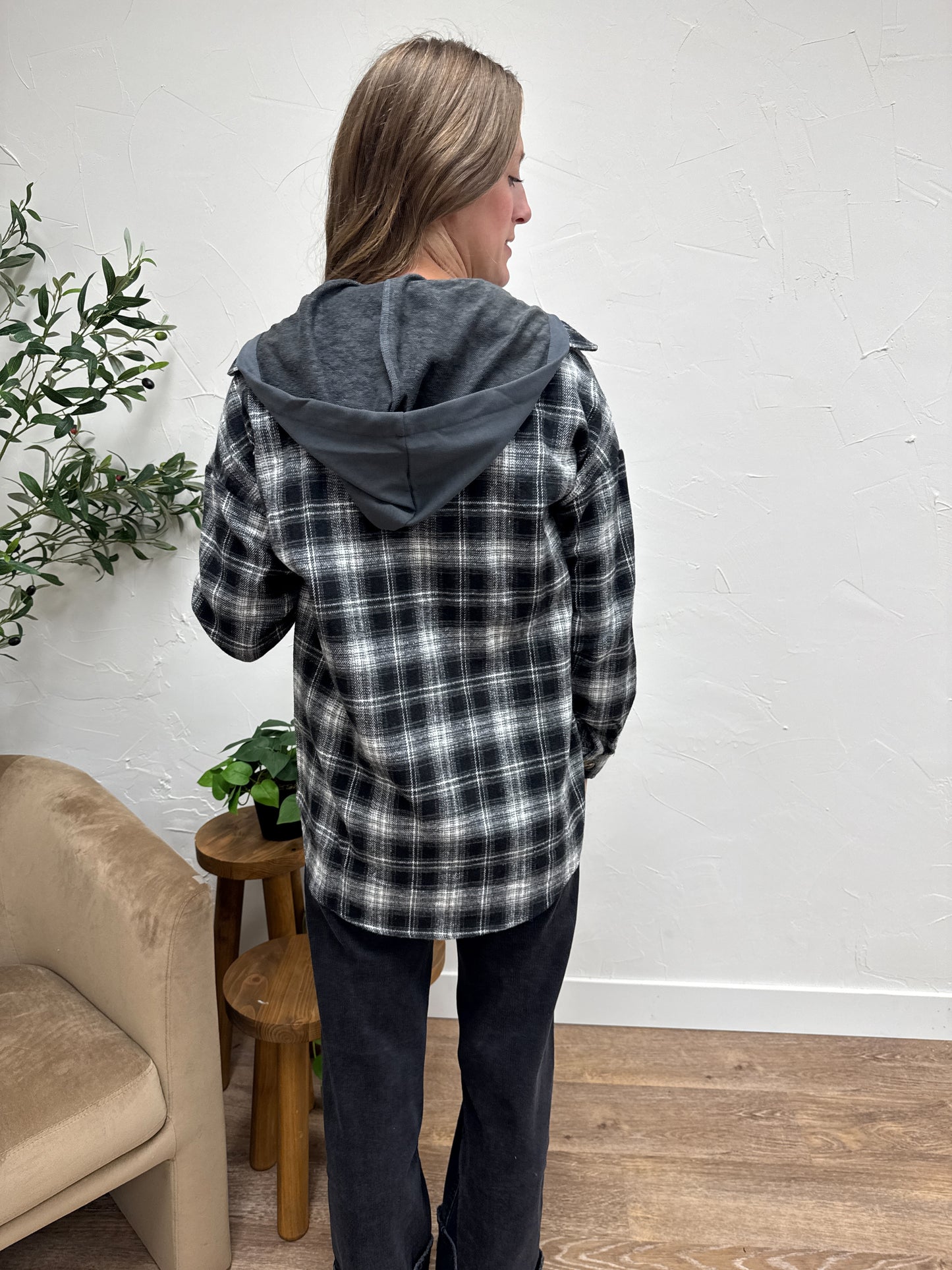 Twofer Plaid Button Down Shacket