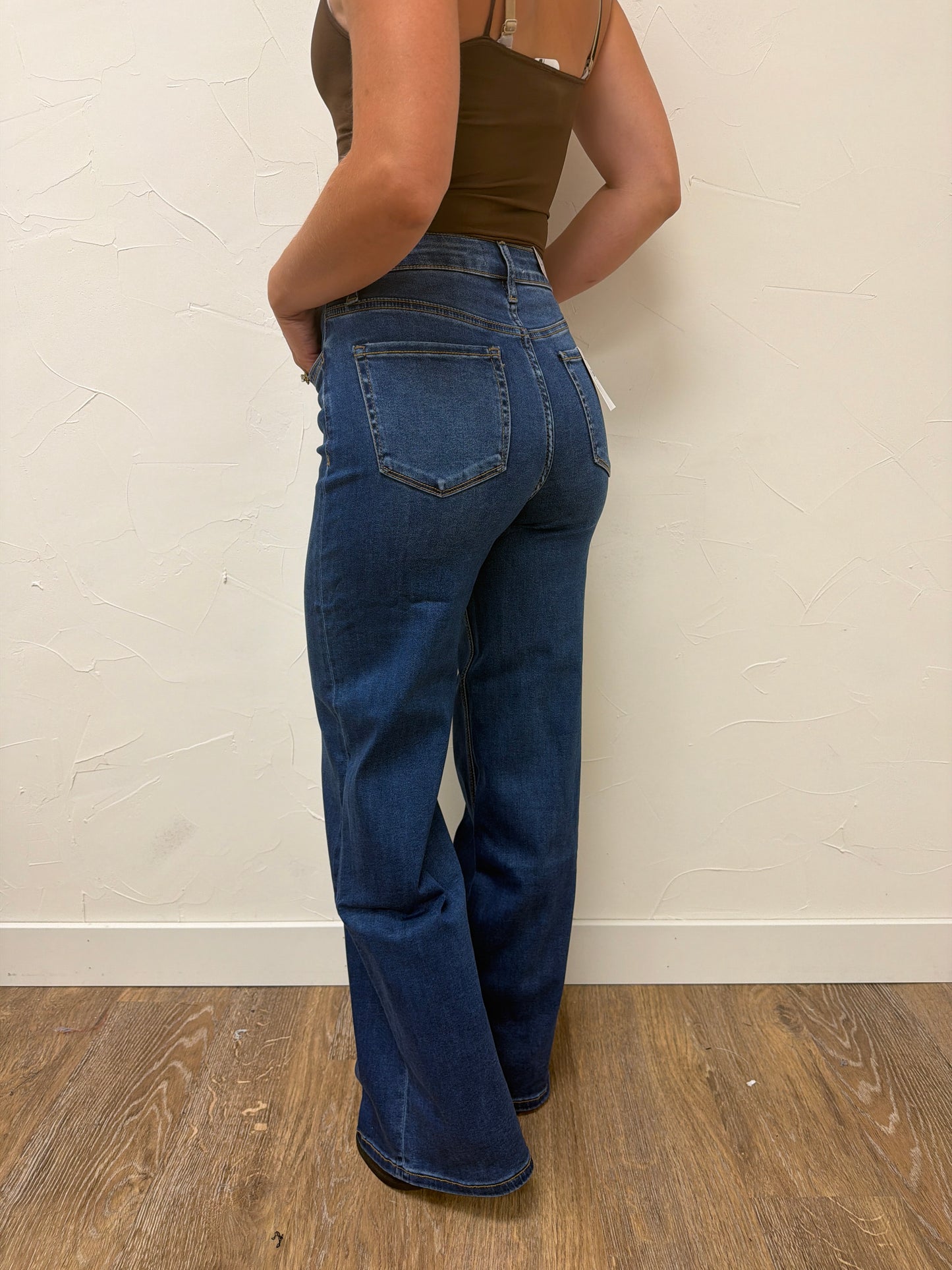 High Rise wide leg vervet denim