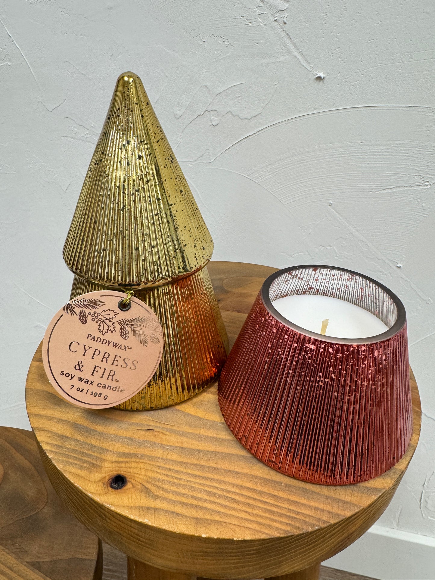 Ribbed Stacked Tree Candle Paddywax Winter Berry