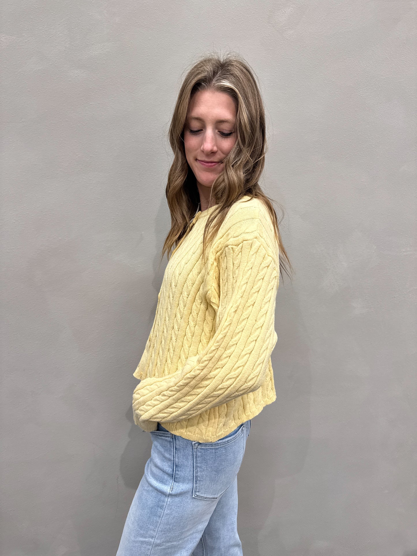 Cable Boxy Sweater Cardigan