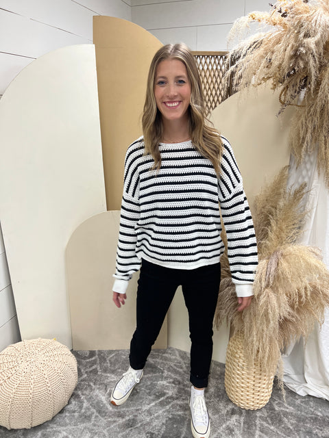 Relaxed Striped Knit Sweater