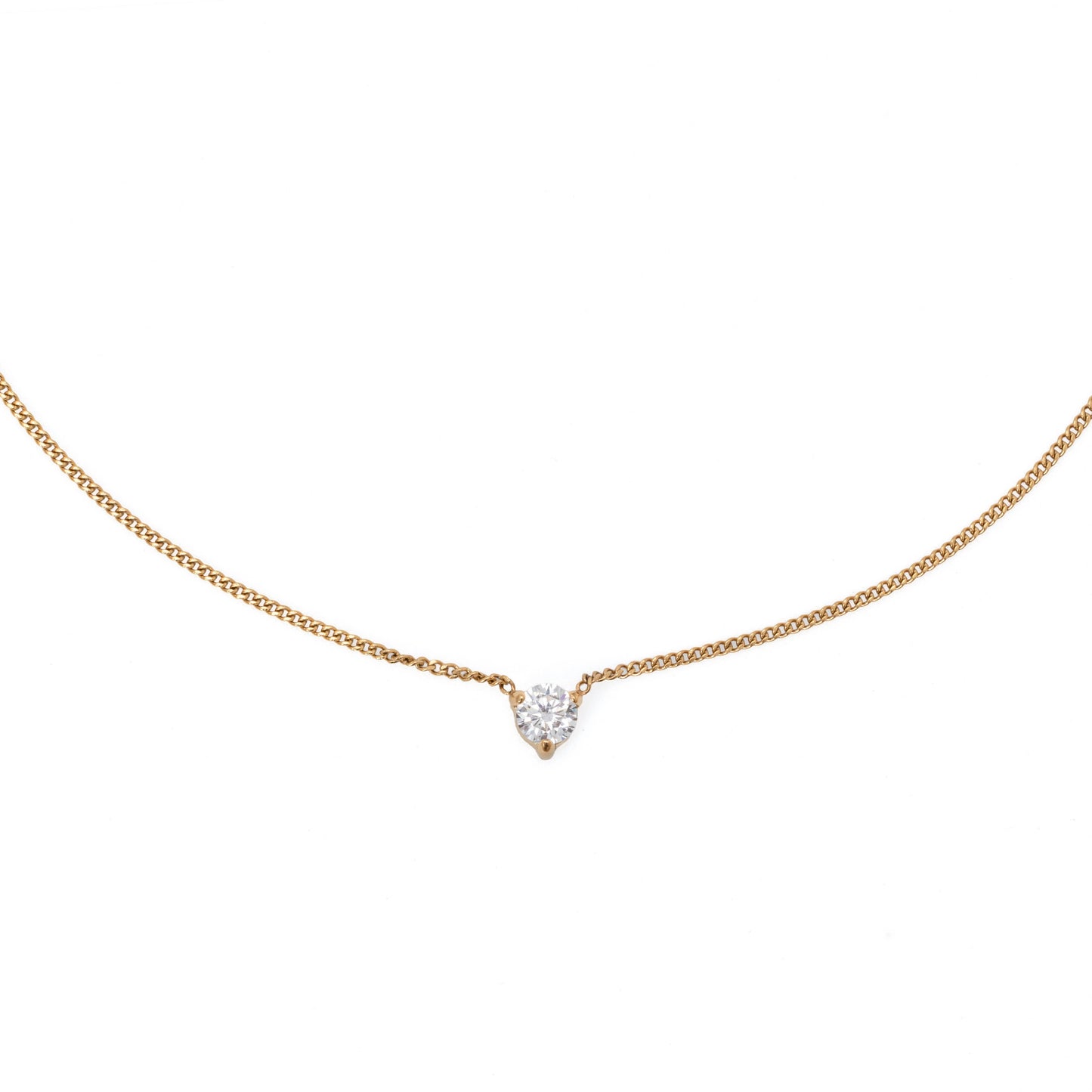 Waterproof 4mm Round Brilliant 5A CZ Solitaire Necklace