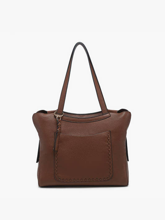 M2601 Hunter Pocket-Front Distressed Tote: Brown