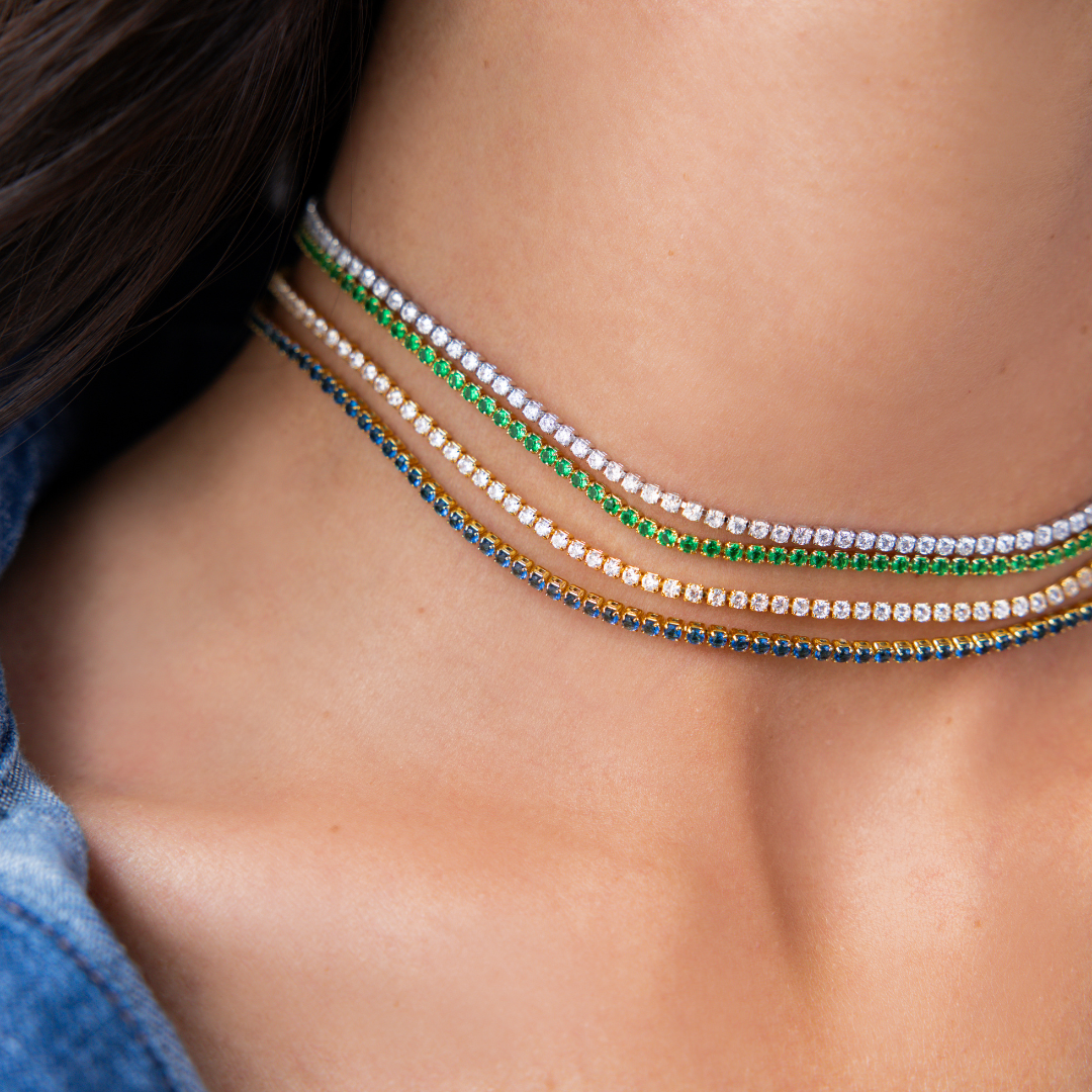 Tennis Choker Silver white diamond