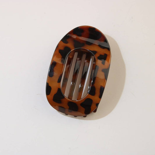Oval Flat Hair Clip for Women, Strong Grip YELLOW LEOPARD