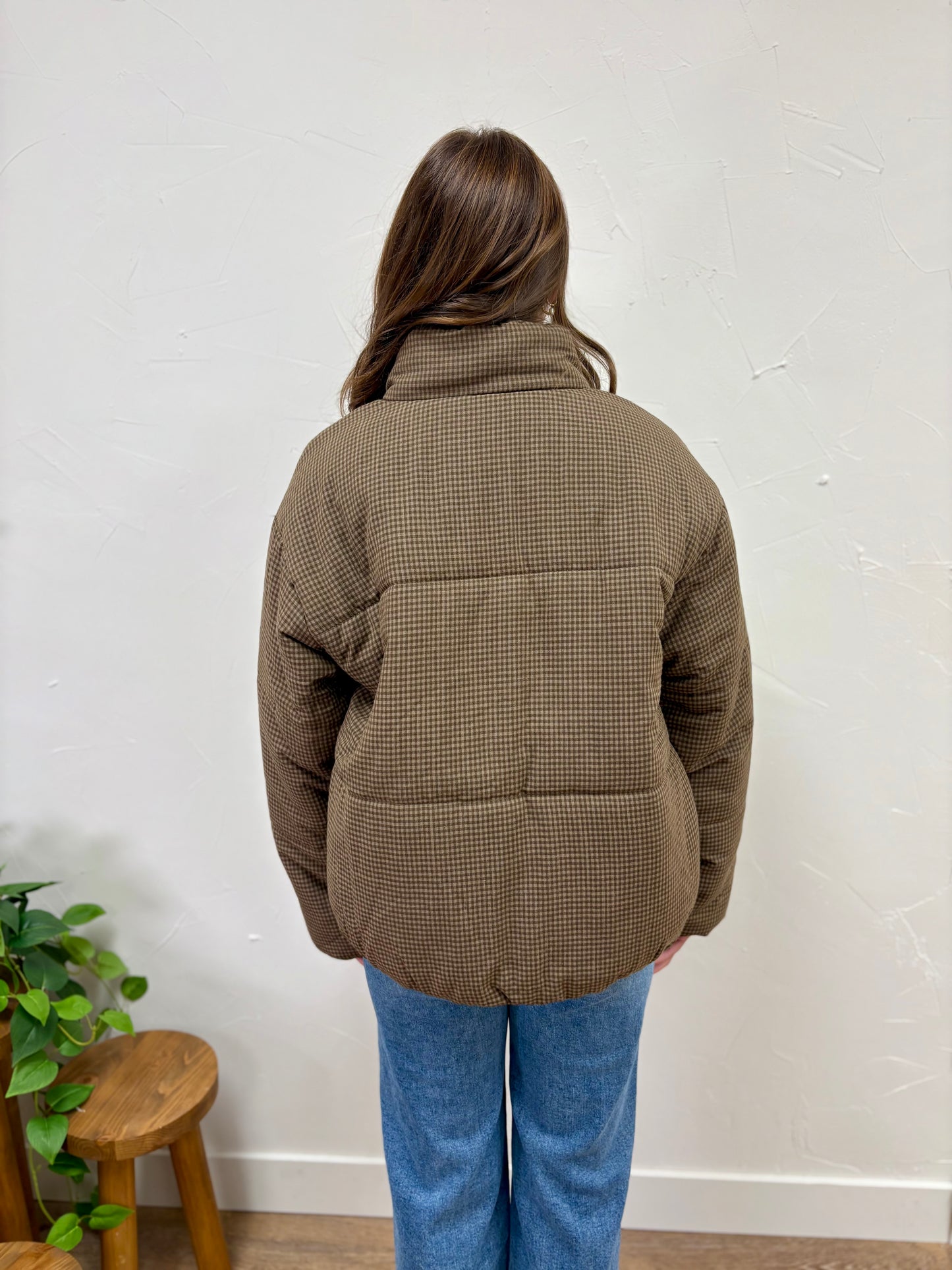 Gingham Puffer Jacket