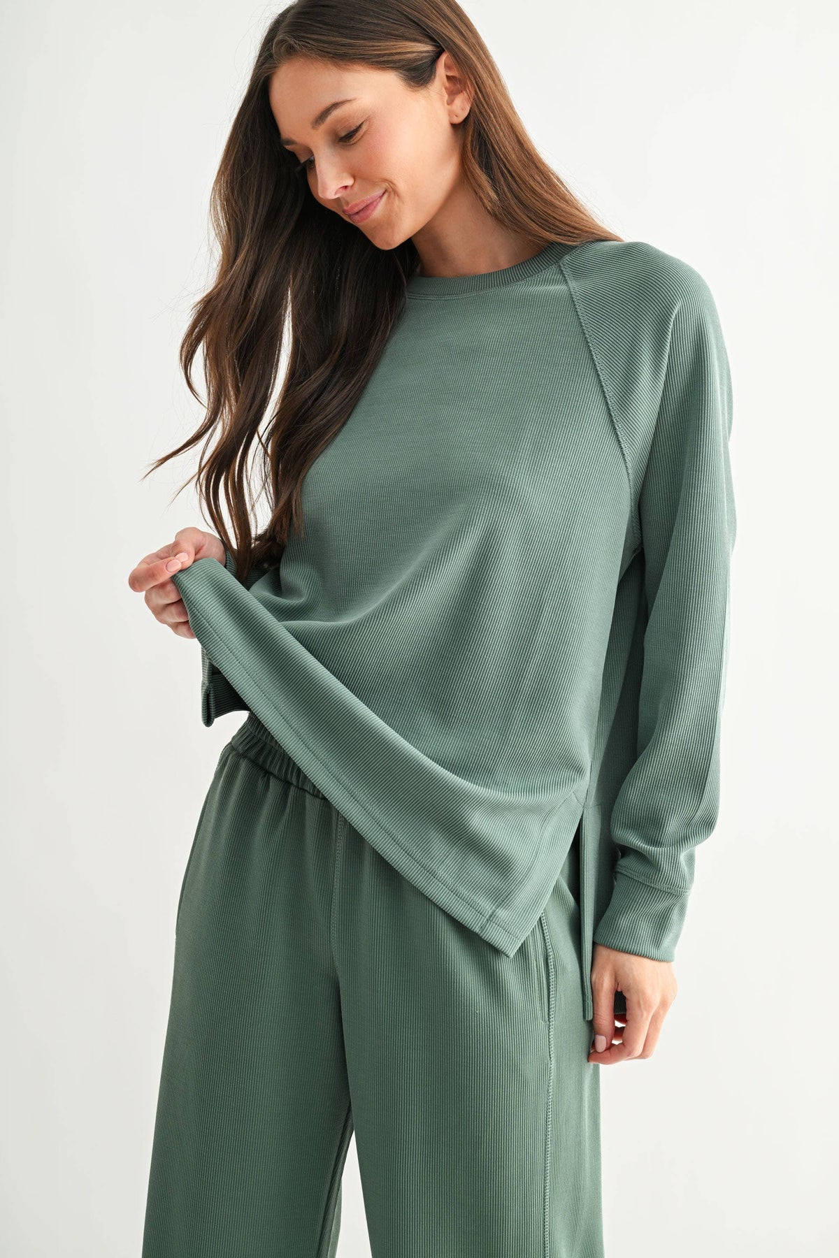 Luxe Sand Wash Rib Raglan Tee