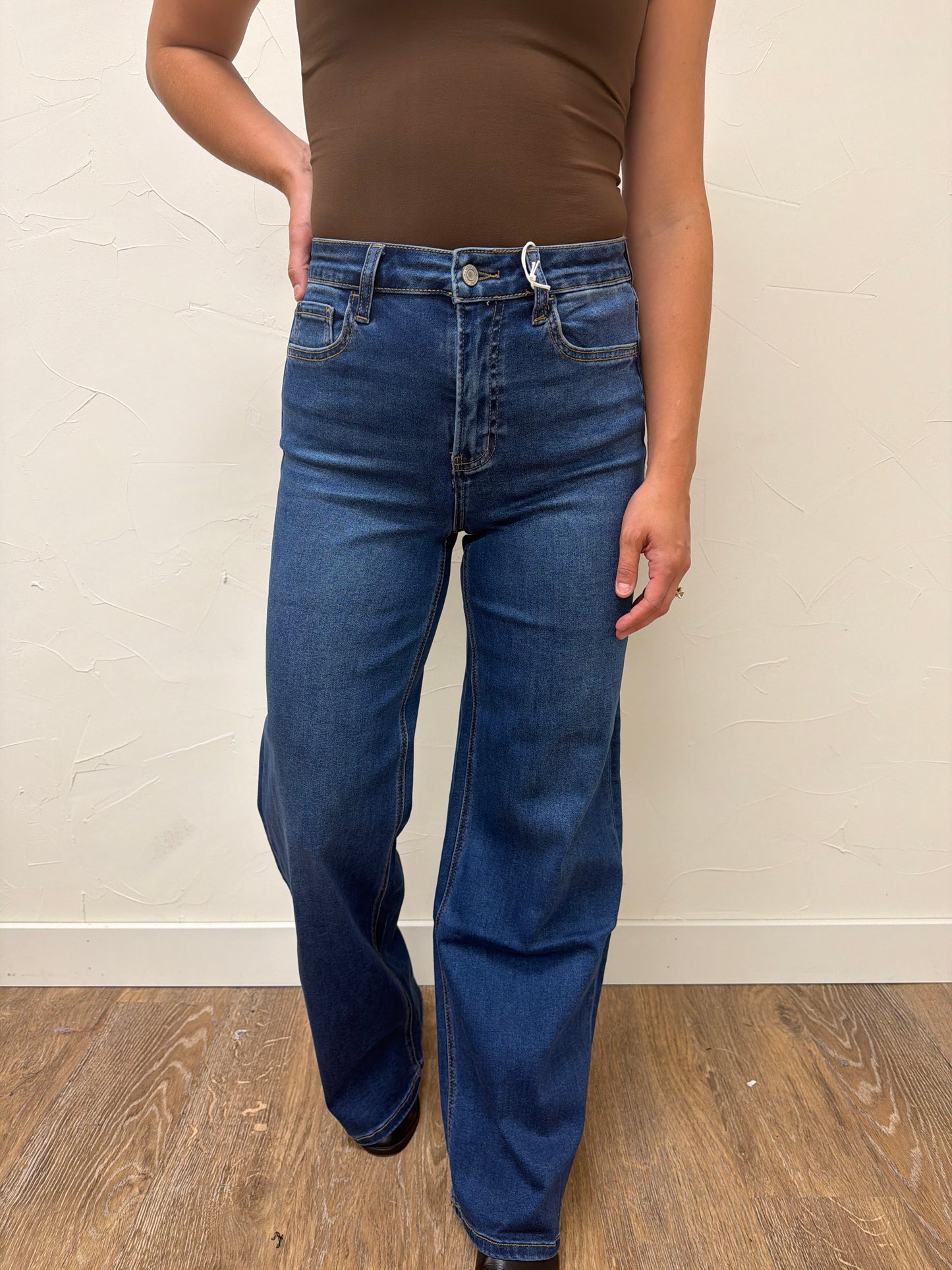 High Rise wide leg vervet denim