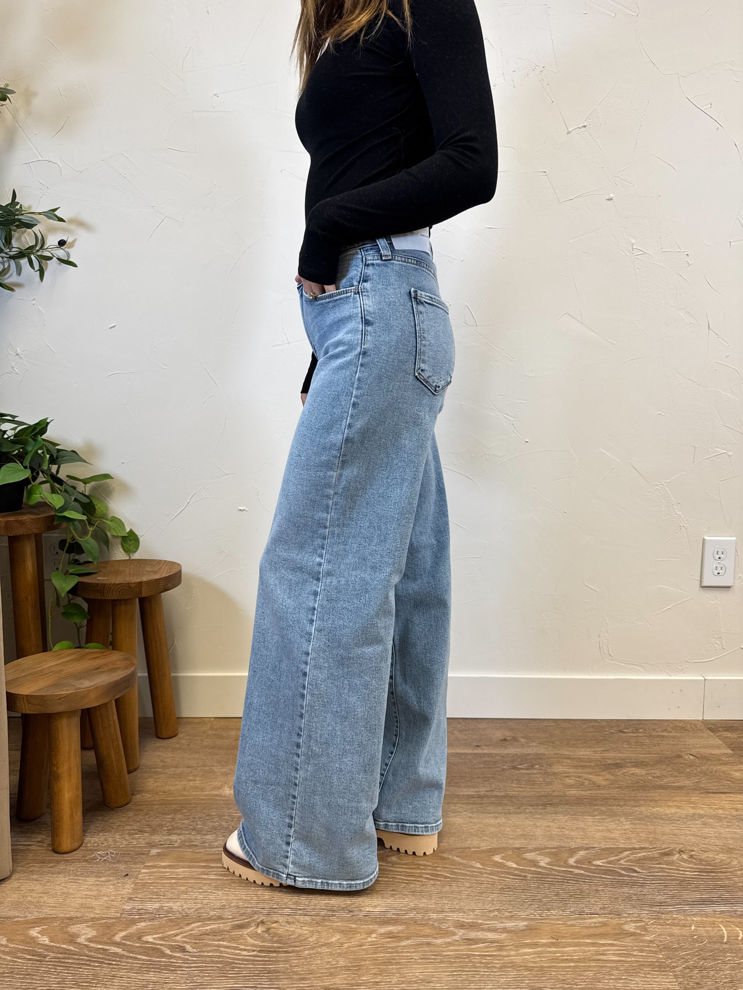 Stretchy Wide Leg Denim