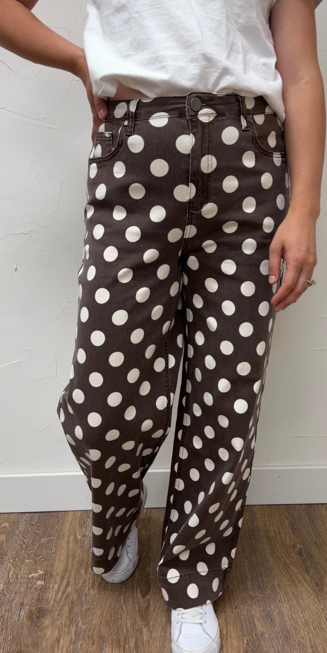 Polka Dot Straight leg Denim Pants