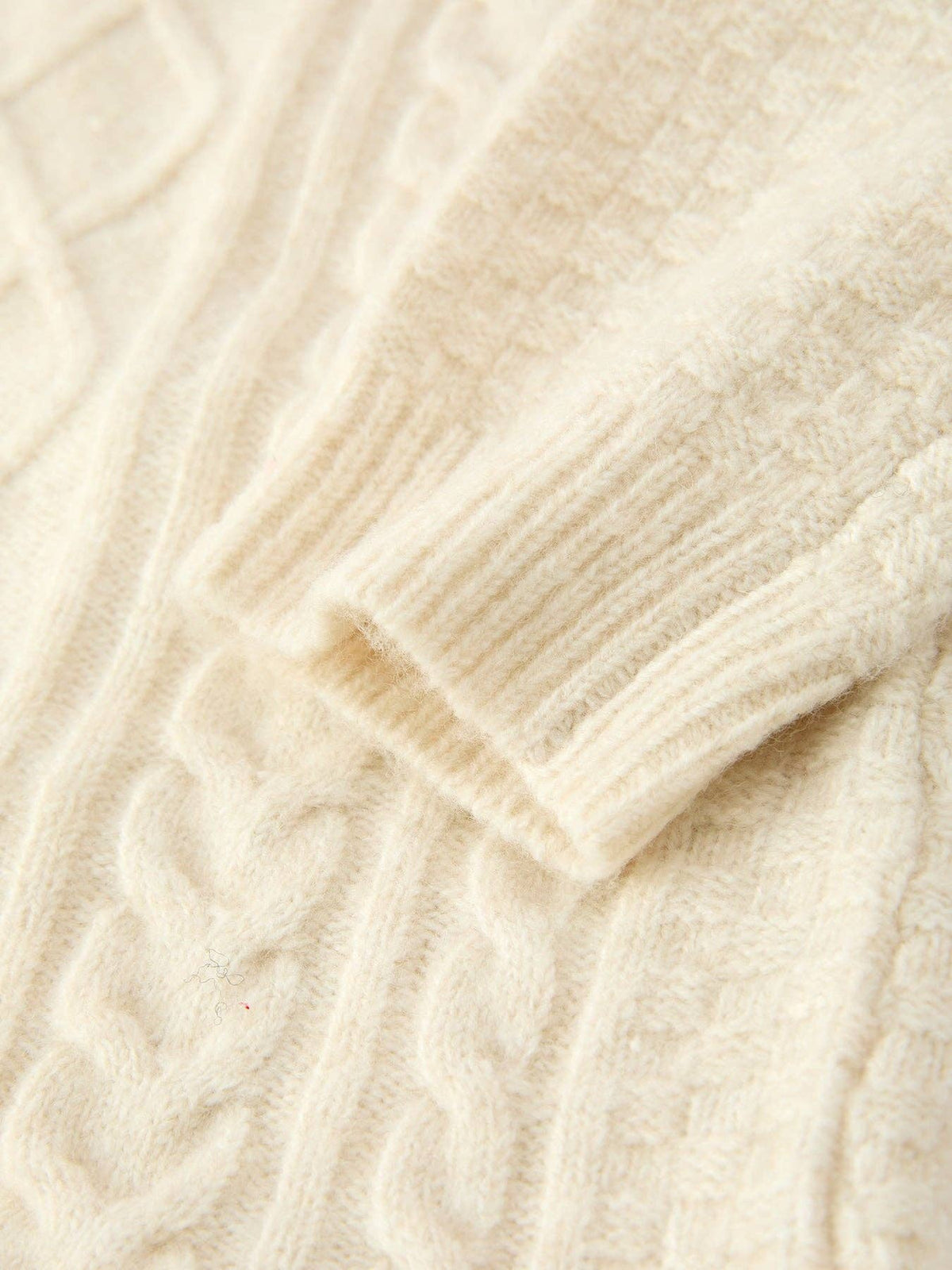 Girls Ivory Cable Knit Ruffle Sweater Dress