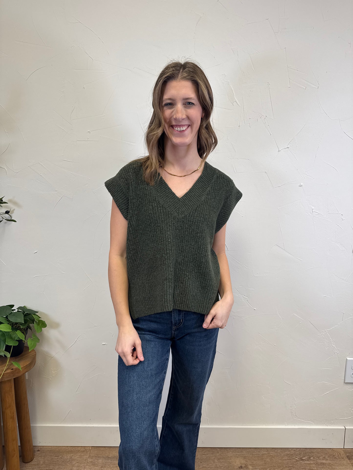 V Neck High Low Sweater Vest