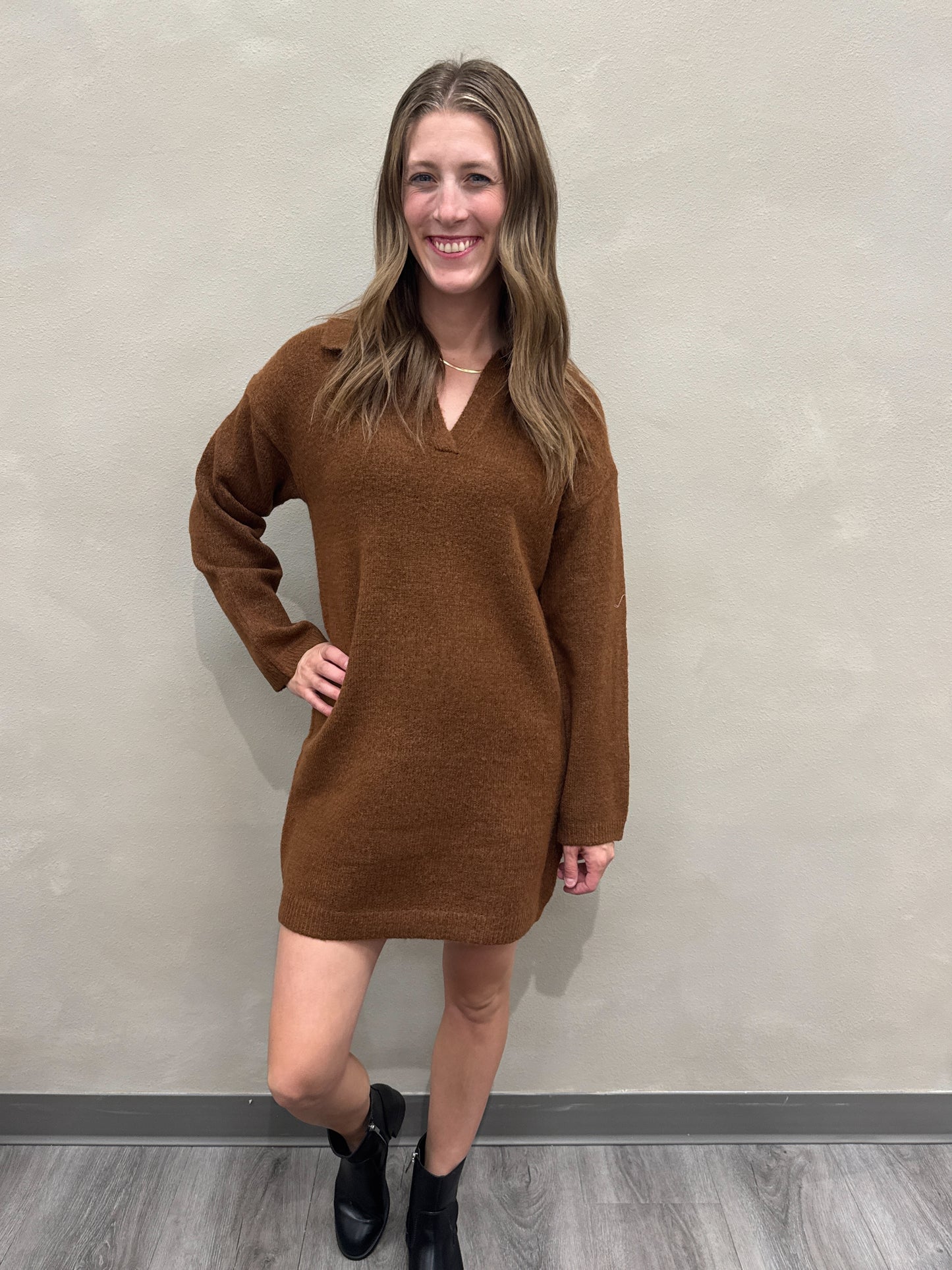 Polo Long Sleeve Sweater Dress