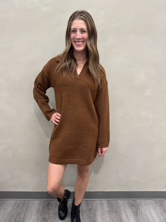 Polo Long Sleeve Sweater Dress