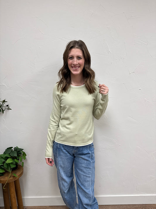 Contrast Color accent crew neck