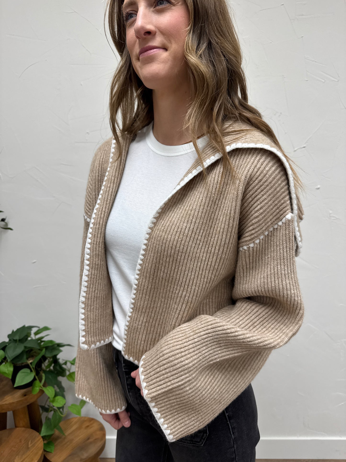 Stitch detailed sweater cardigan