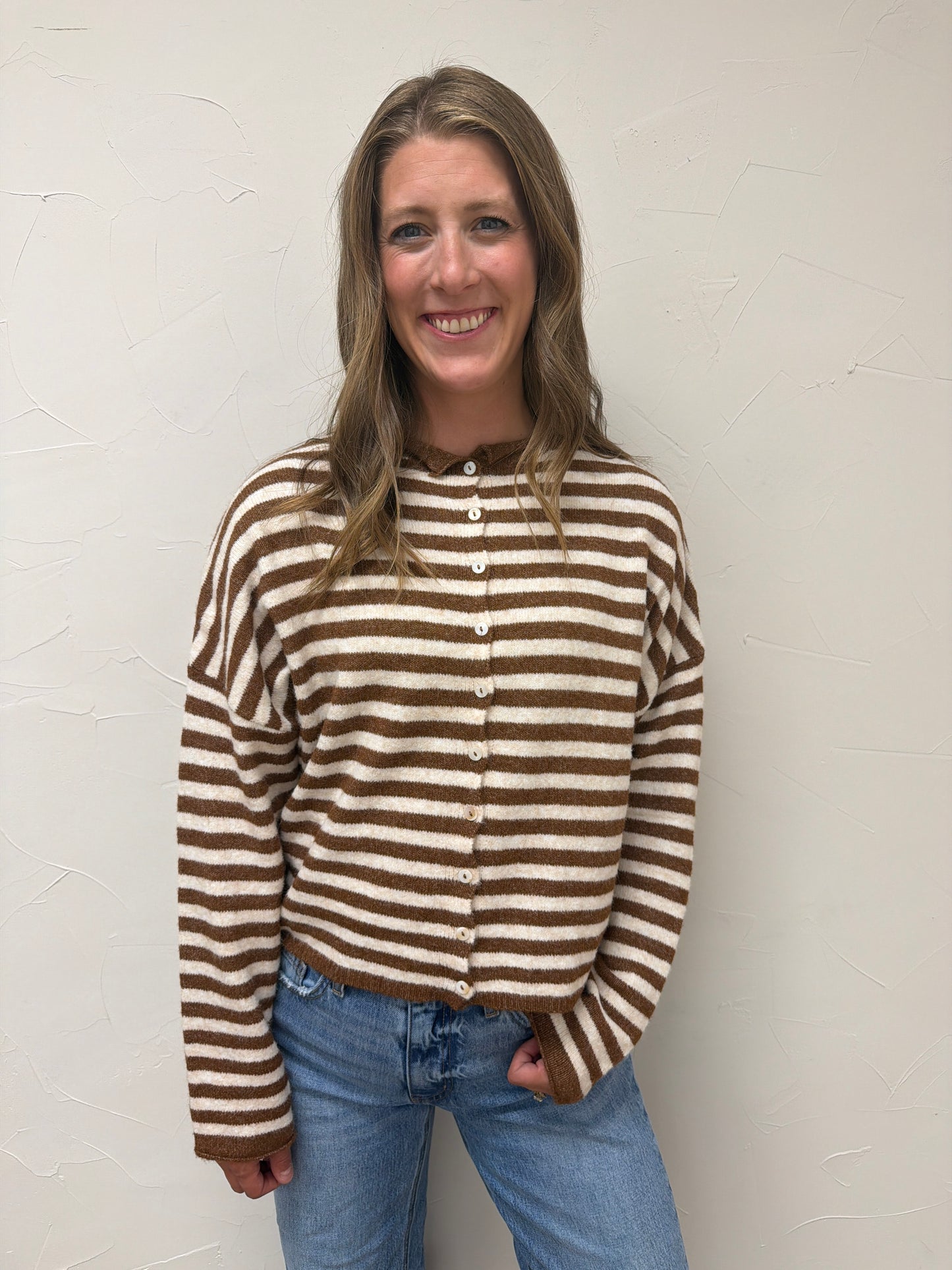 Striped Button Down Cardigan