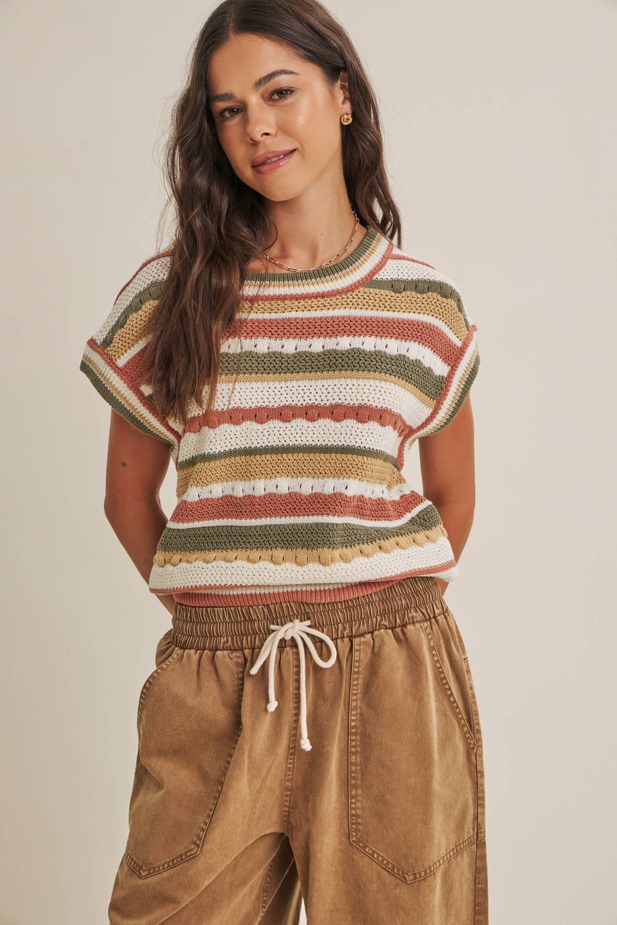 TEXTURED STRIPE SWEATER VEST