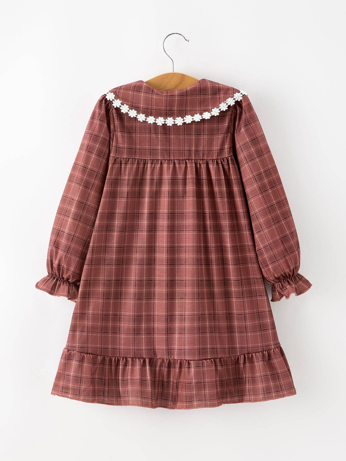 Plaid Lace-Trim Peter Pan Collar Dress