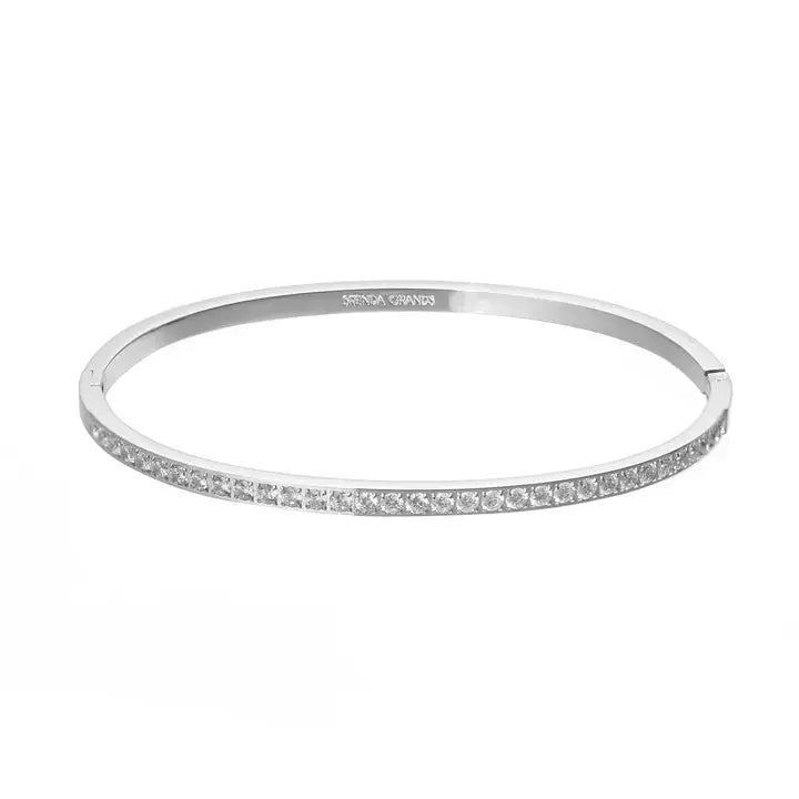 Waterproof Gold Lined Tennis Bangle: Yellow Gold