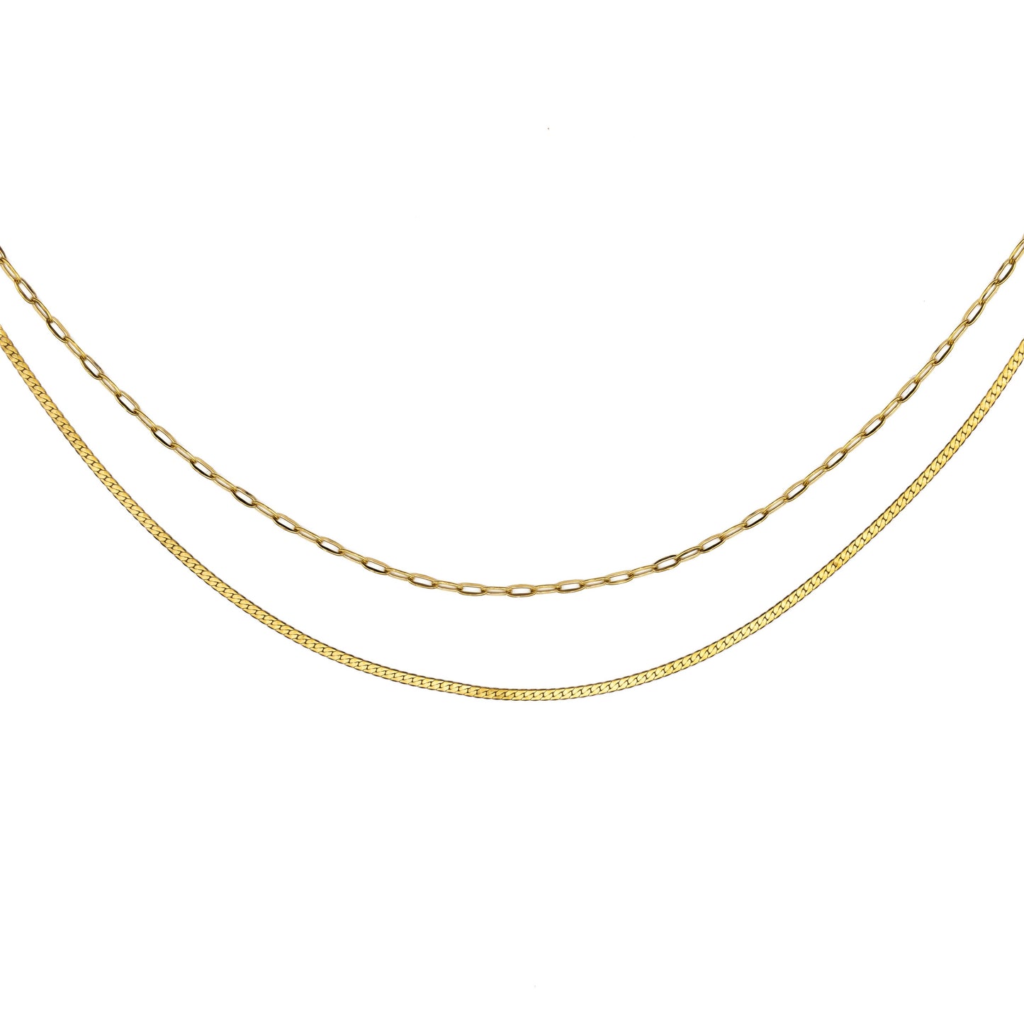 Waterproof Gold Double Layer Paperclip Necklace