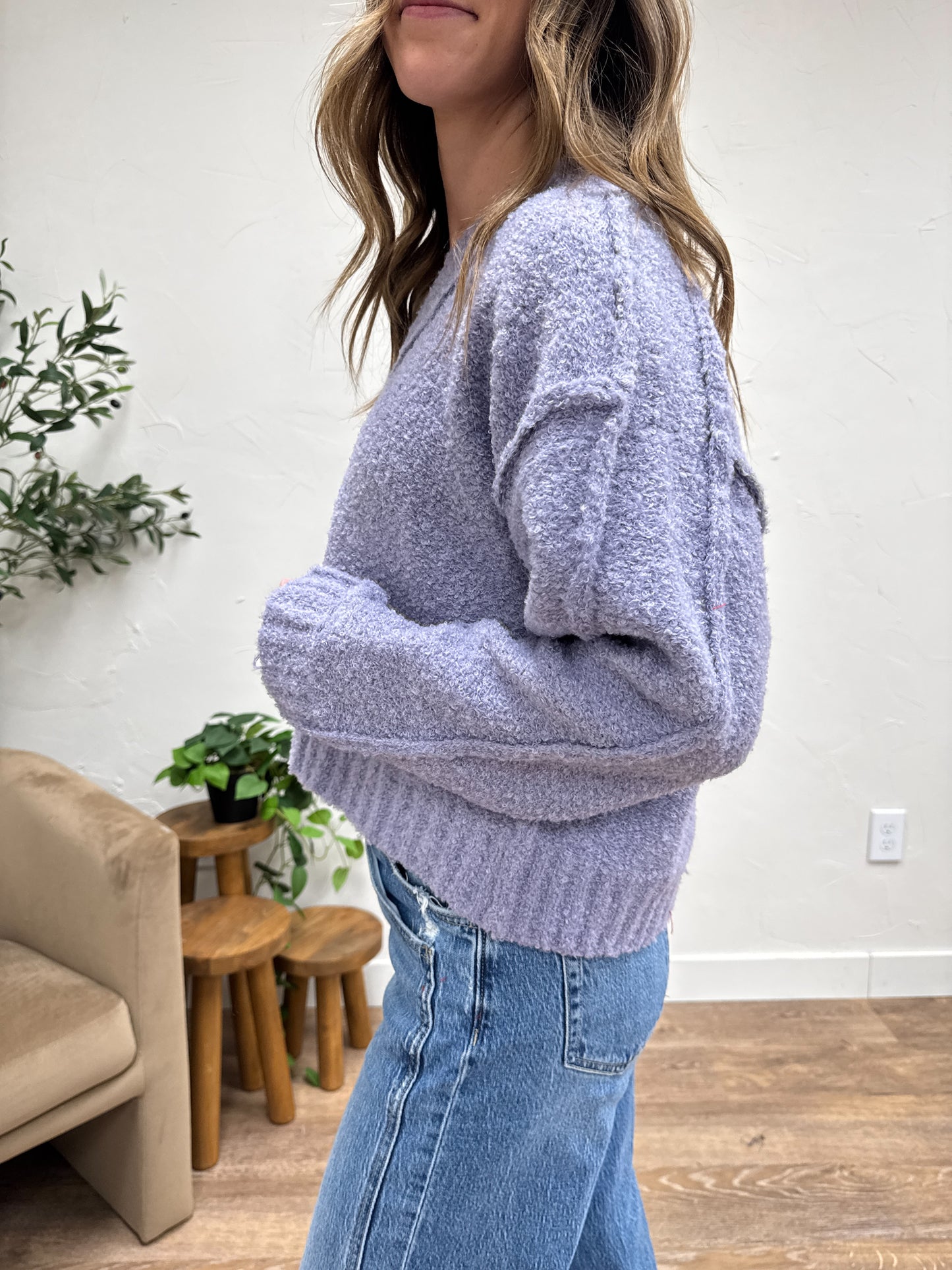 Raglan Oversized Fuzzy Sweater