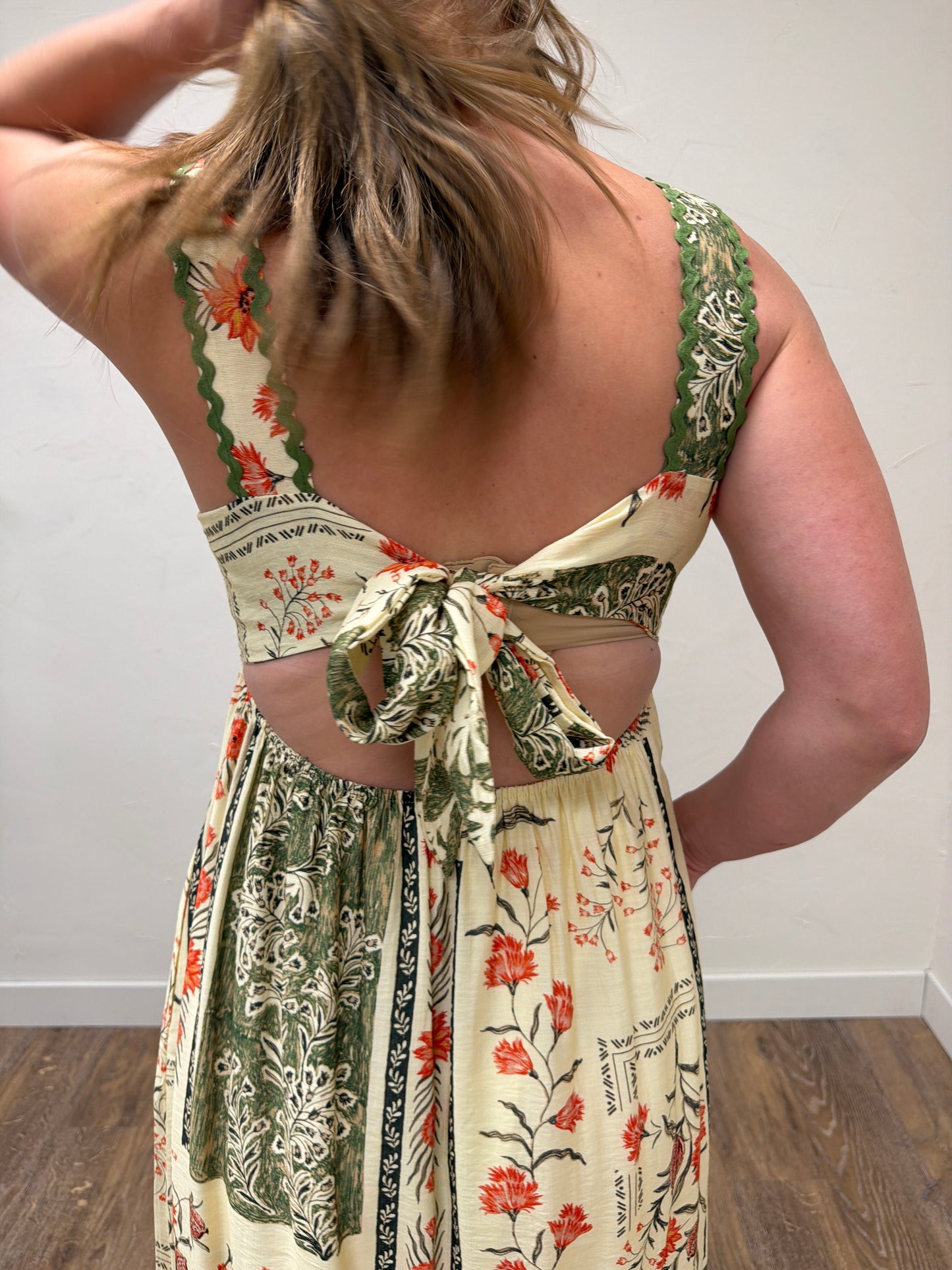 Printed open back dress