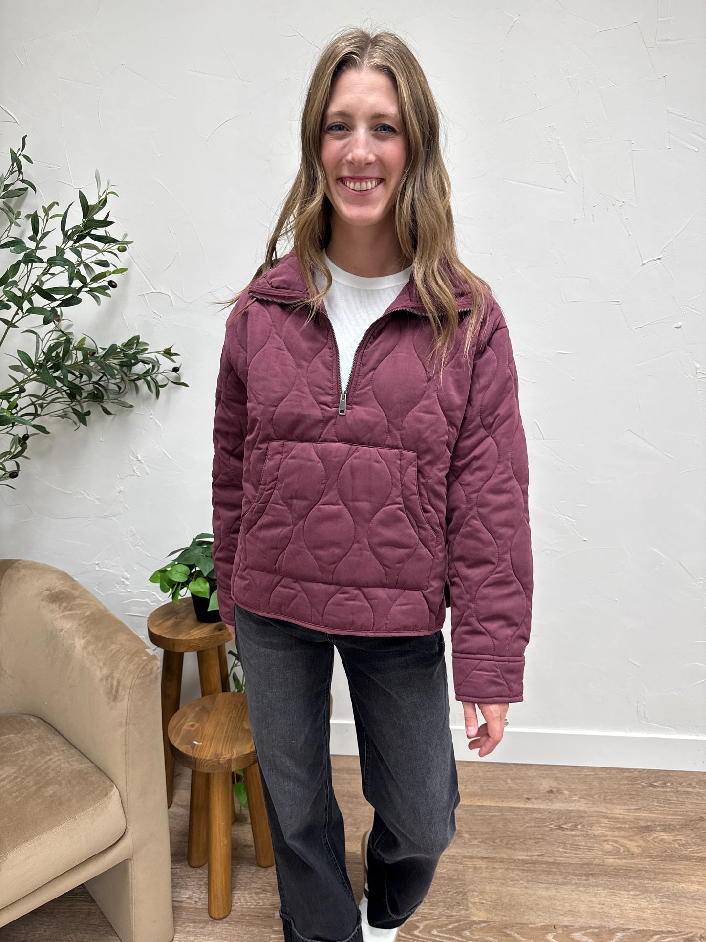 Quilted Pullover Quarter Zip