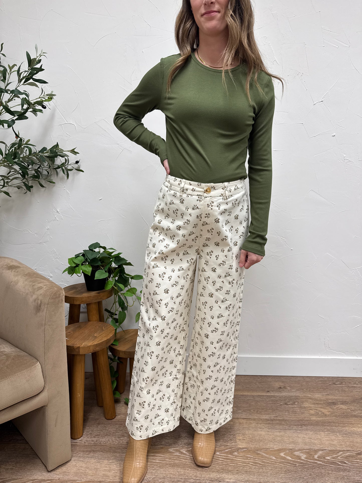 Floral Denim Pants
