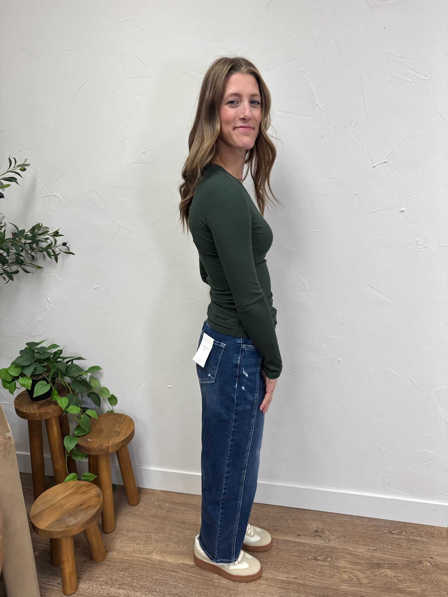 Long Sleeve Micro Ribbed Top