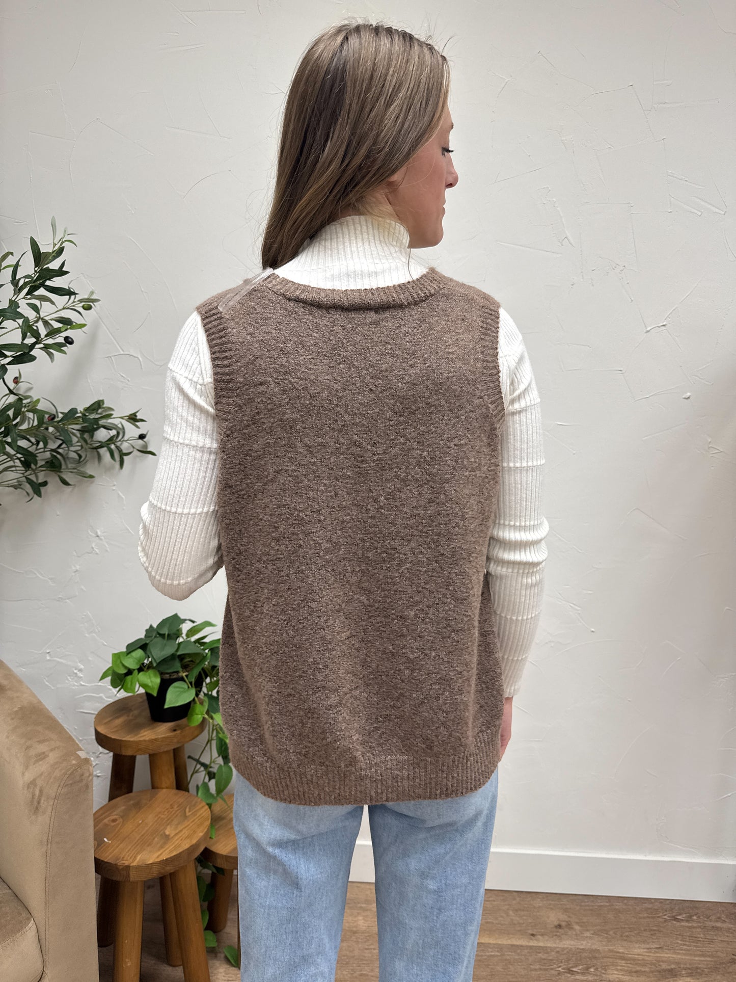 V-Neck Sleeveless Solid Sweater Vest