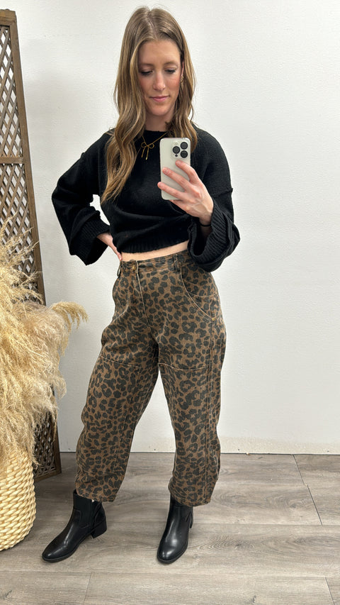 Leopard Barrel Jean