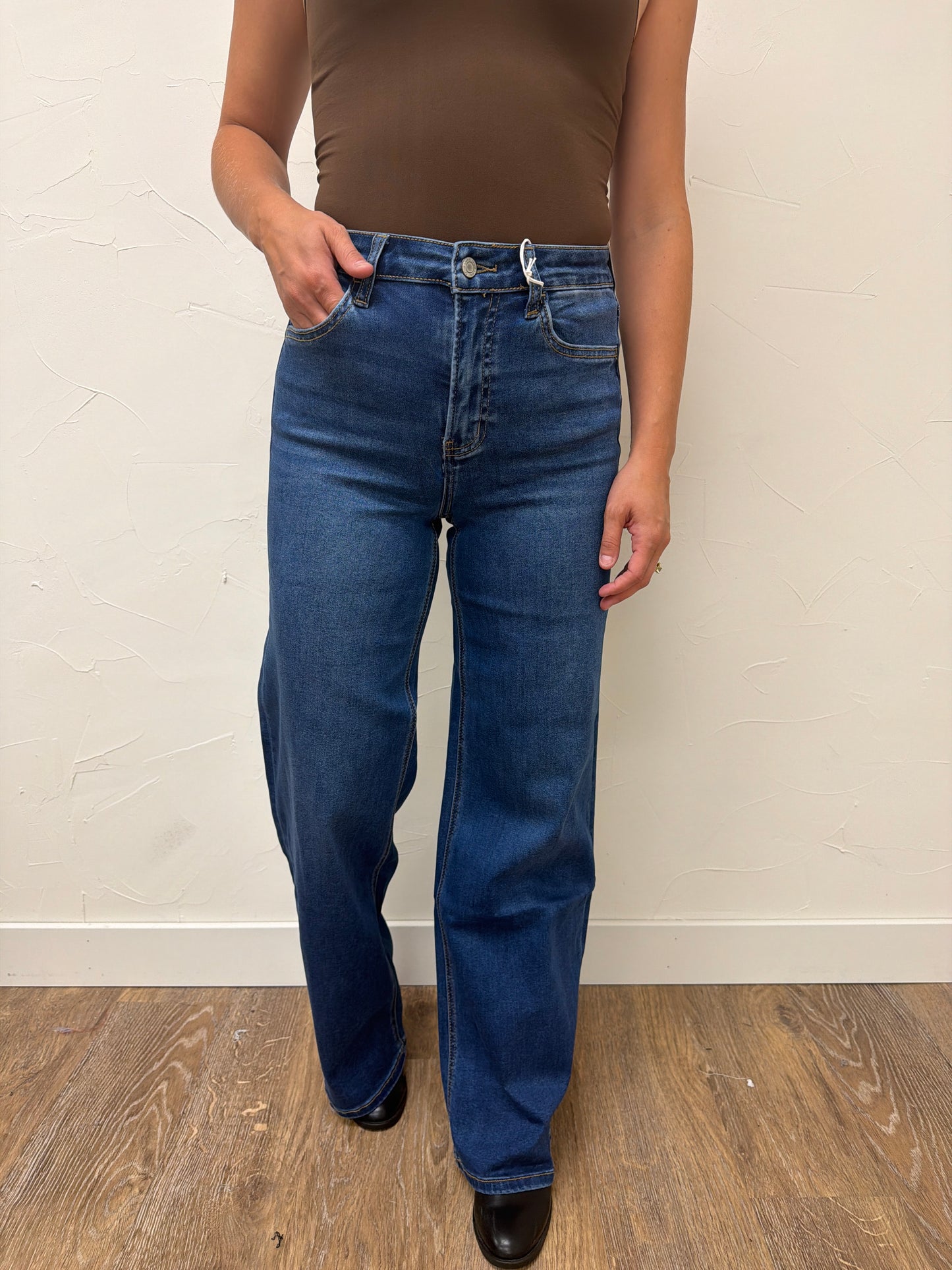 High Rise wide leg vervet denim