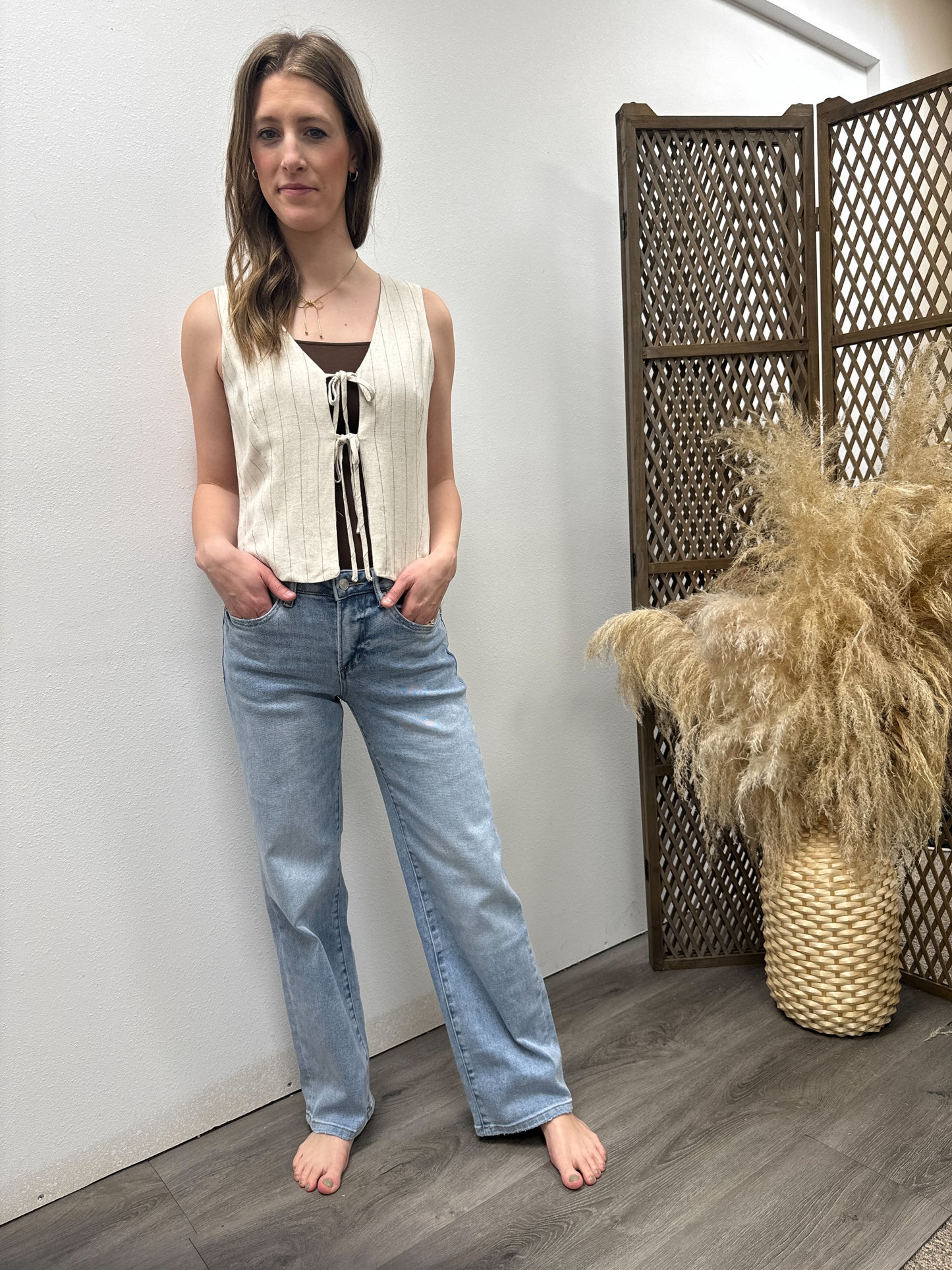 Mid Rise Loose Fit Straight Mica Denim