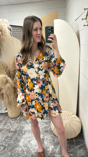 Floral Long Sleeve Button Down Dress