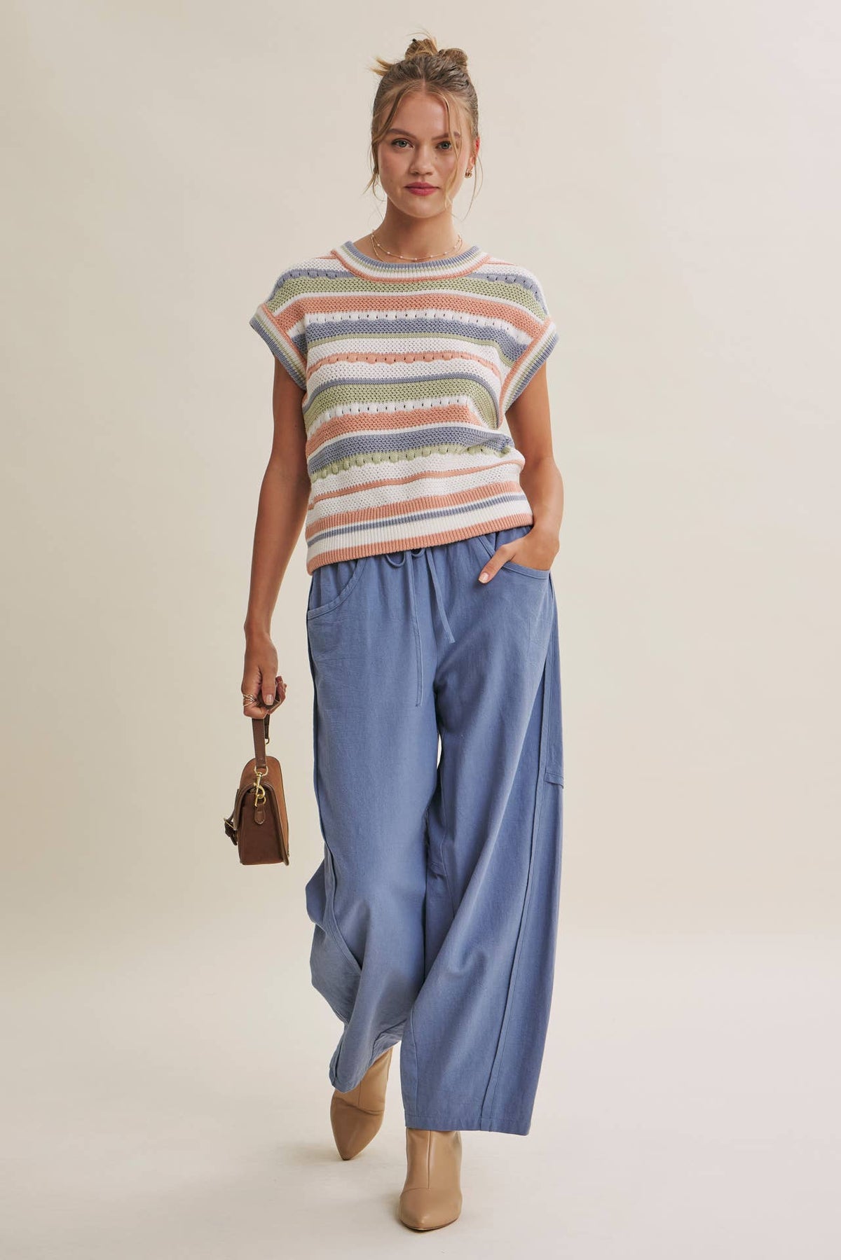 TEXTURED STRIPE SWEATER VEST
