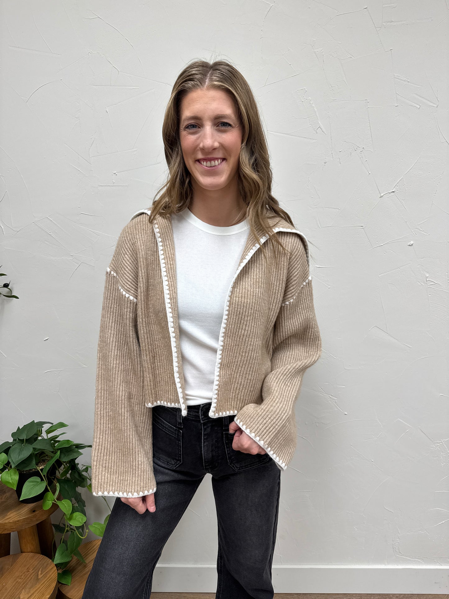 Stitch detailed sweater cardigan