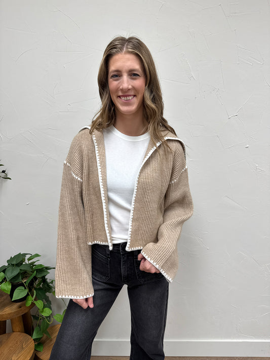 Stitch detailed sweater cardigan