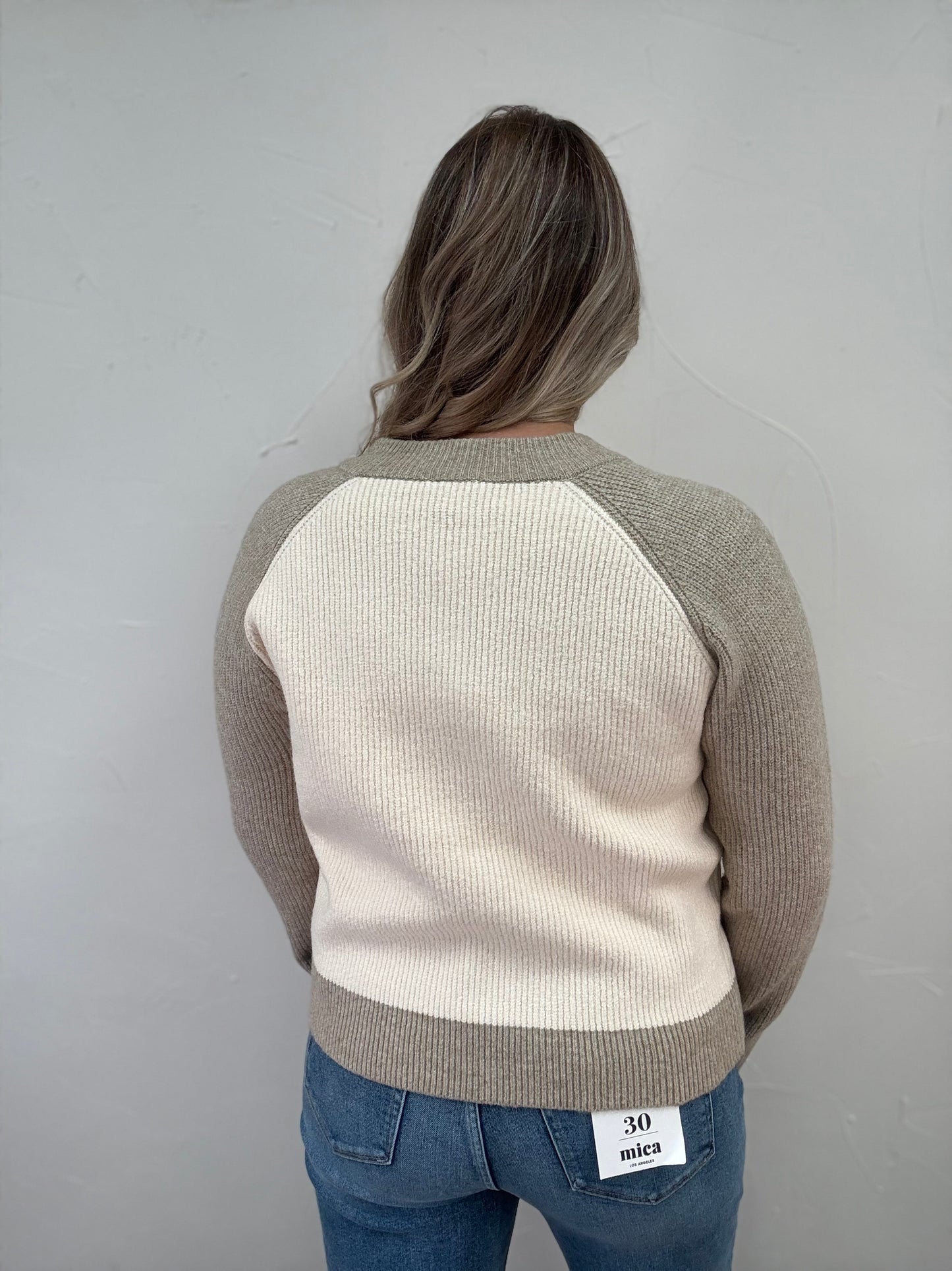 Color Block Knit Varsity Sweater